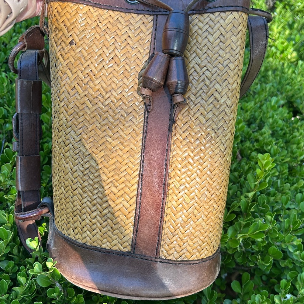 Straw and leather vintage Women’s Bag - Picture 2 of 8